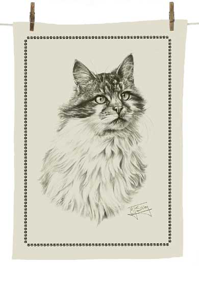 Mike Sibley teatowel - Cat design