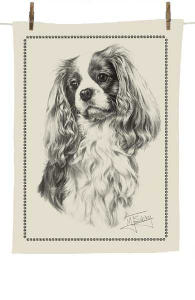 Mike Sibley teatowel - Cavalier King Charles Spaniel design